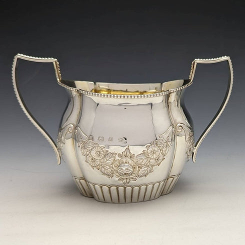 1897年 英国アンティーク 純銀製シュガーポット&クリームジャグ 計183g